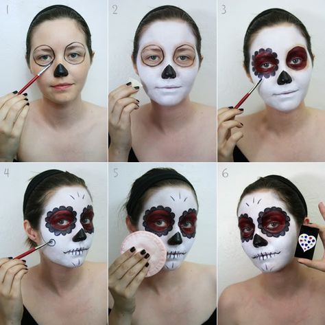 Easy And Fun Halloween Sugar Skull Make Up for Kids