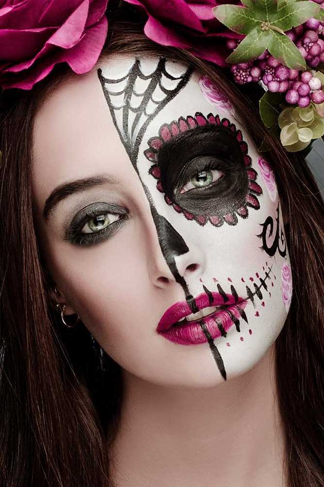 33 Simple Sugar Skull Makeup looks- 2022 DIY Halloween Makeup Ideas