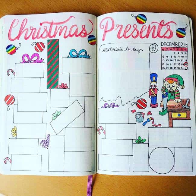 Christmas bullet journal layout idea 
