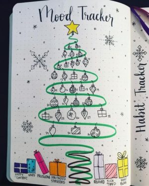 Christmas bullet journal mood tracker