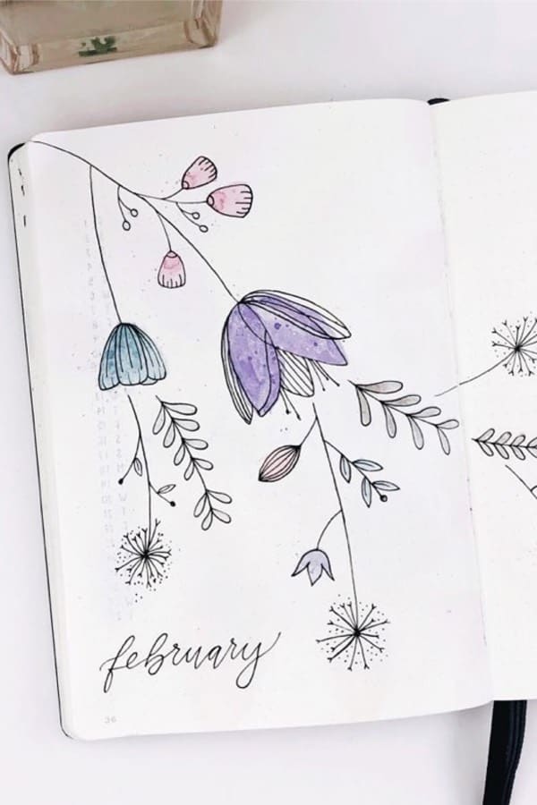monthly bullet journal covers for February