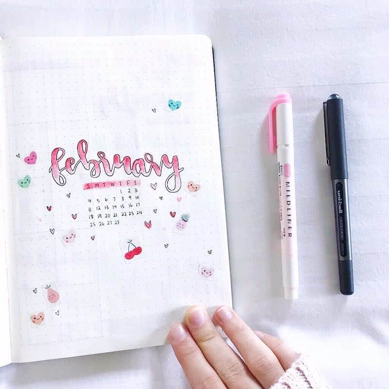 monthly bullet journal covers for February