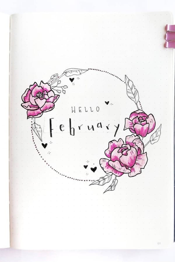 bullet journal monthly covers for February
