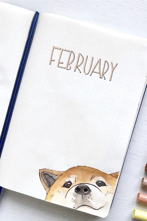 monthly bullet journal cover ideas for February