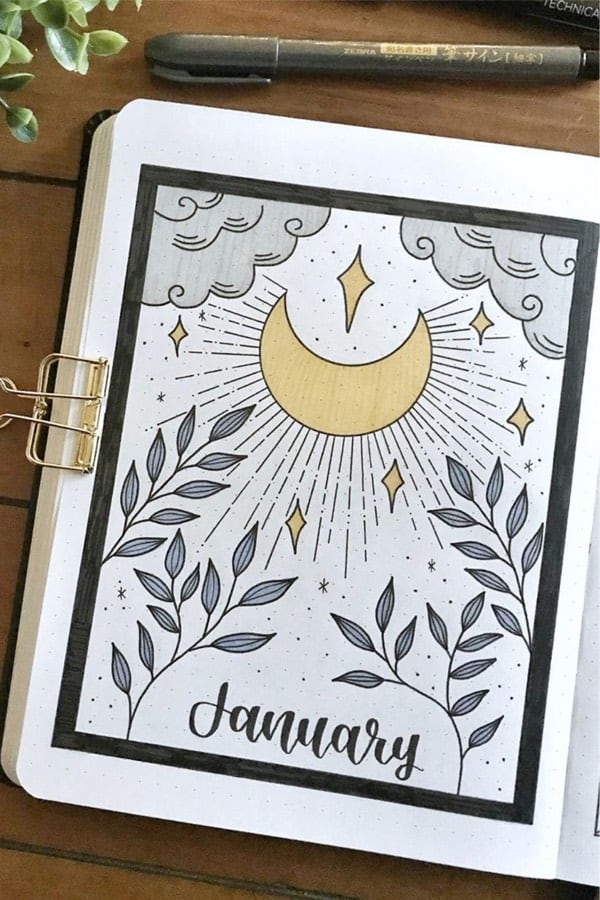 Bujo monthly covers for January