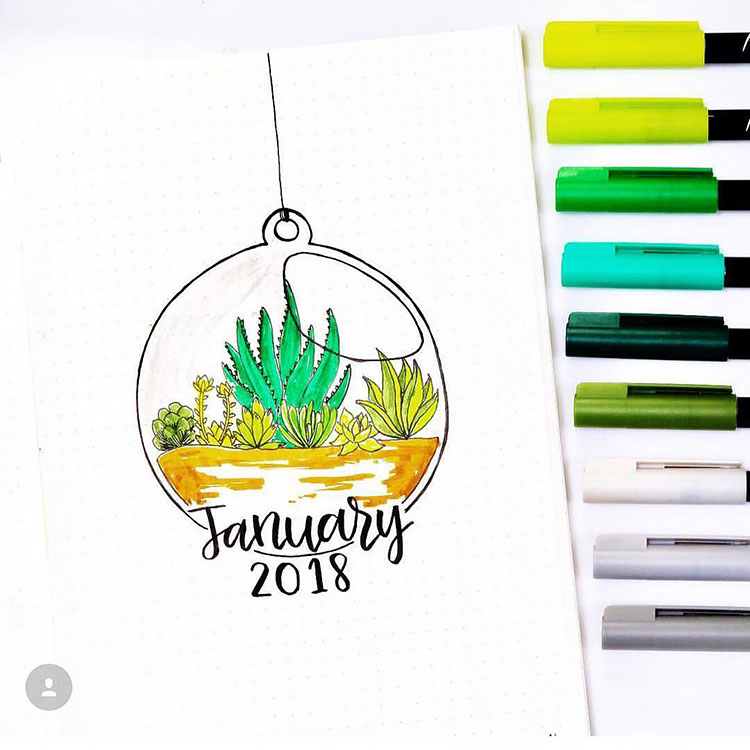 January bullet journal spreads