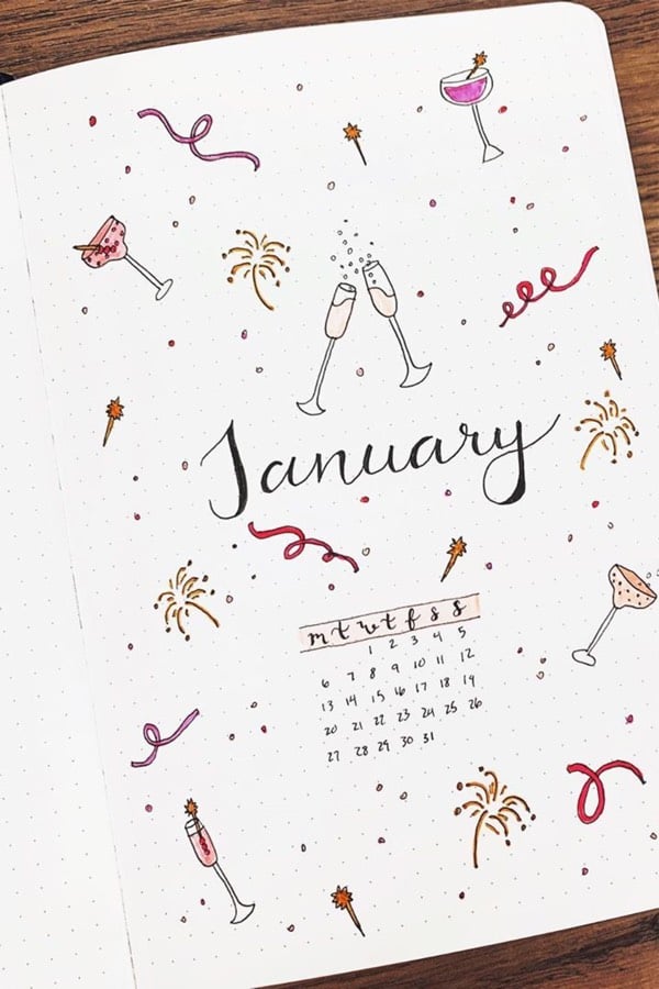 January Bullet Journal Set-Up  New Year's Theme - Rae's Daily Page