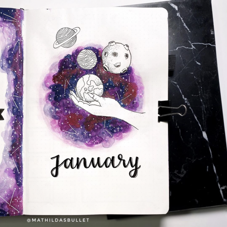 January bullet journal cover spreads 