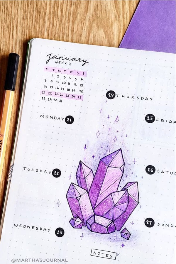 January bullet journal layouts