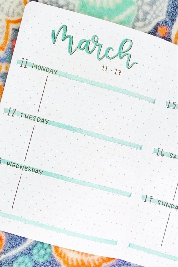 March bullet journal spreads