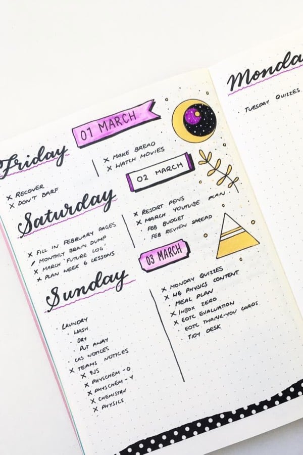 bullet journal ideas for march