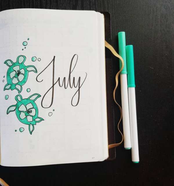July bujo cover spreads