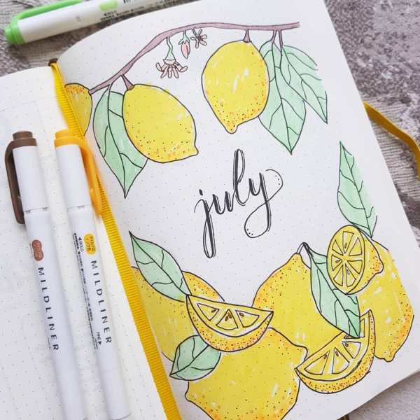 July bujo cover pages