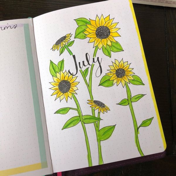 Monthly bullet journal covers for July
