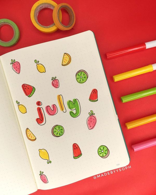 July bullet journal cover ideas