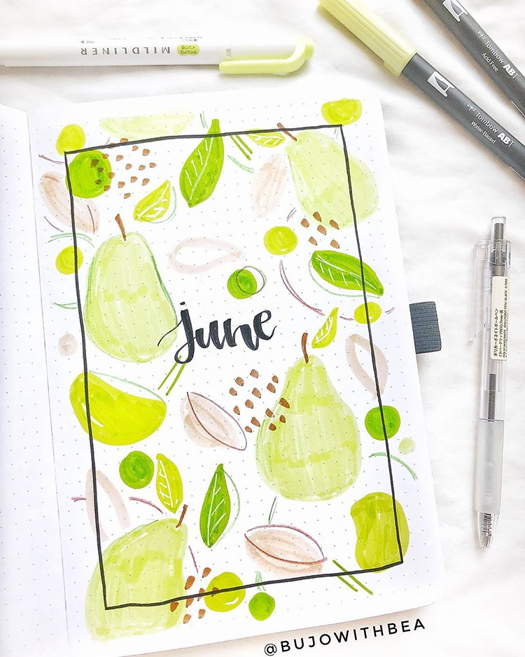 monthly bullet journal covers for June