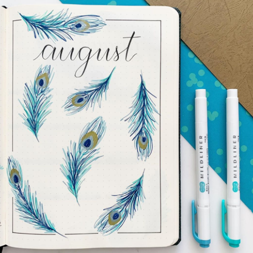 Monthly bullet journal covers for August